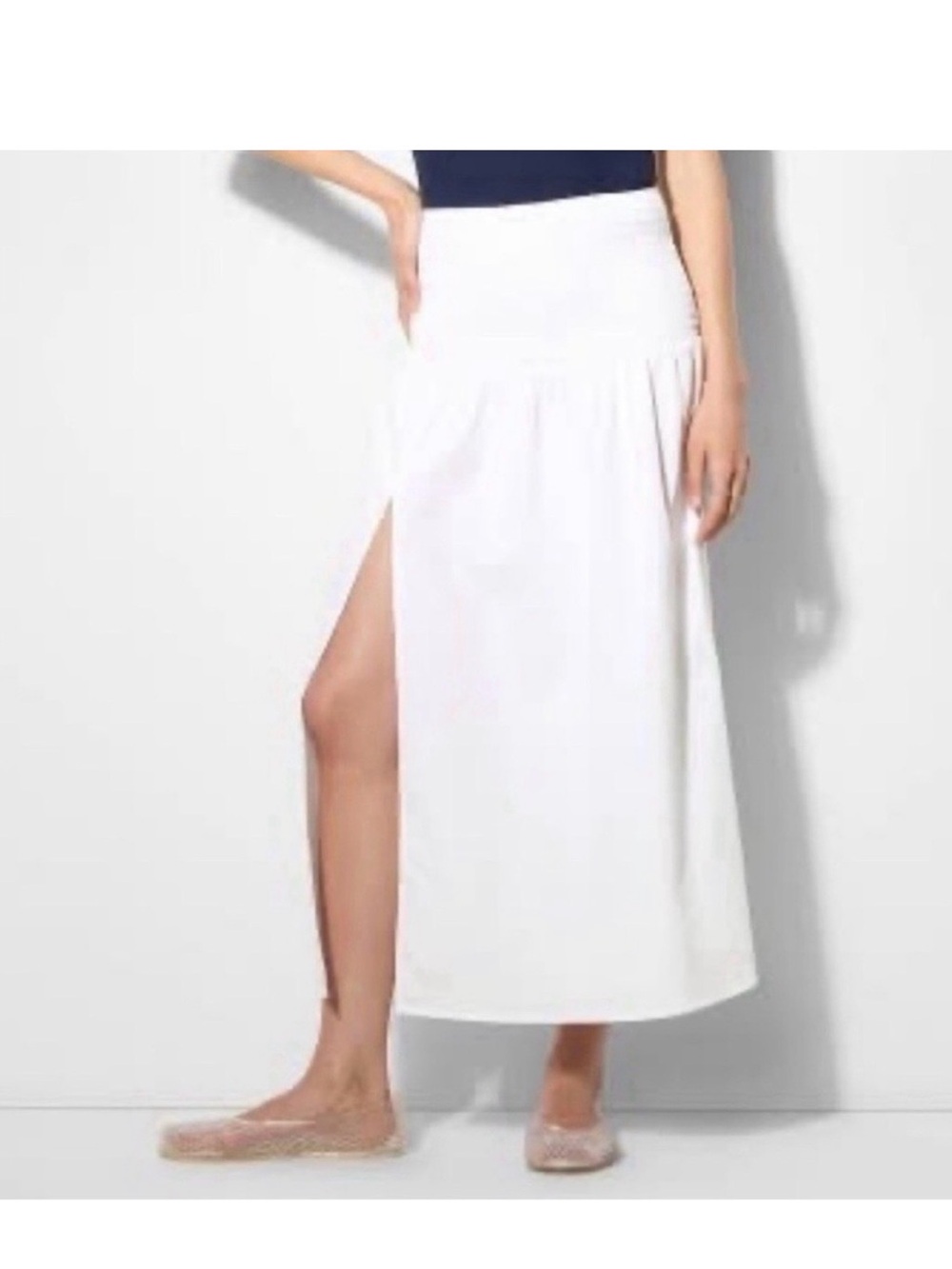 Wild Fable White Maxi Skirt with Side Slit